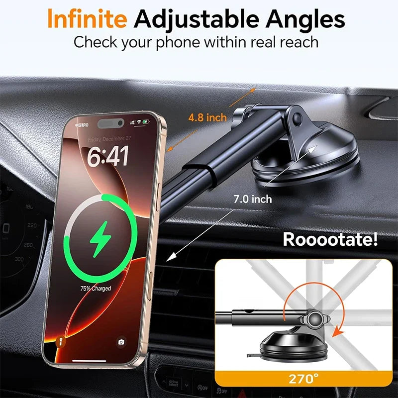 Magnetic Wireless Car Charger – 15W Fast Charging Mount for iPhone and Samsung