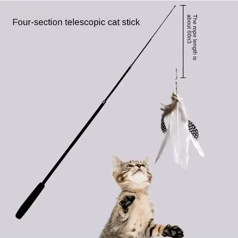 Telescopic Carbon Fiber Cat Wand – 1.8m Interactive Feather Toy for Pet Play