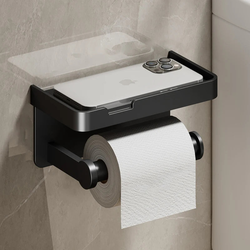Aluminum Alloy Paper Holder – Wall-Mounted Rack for Bathroom and Kitchen