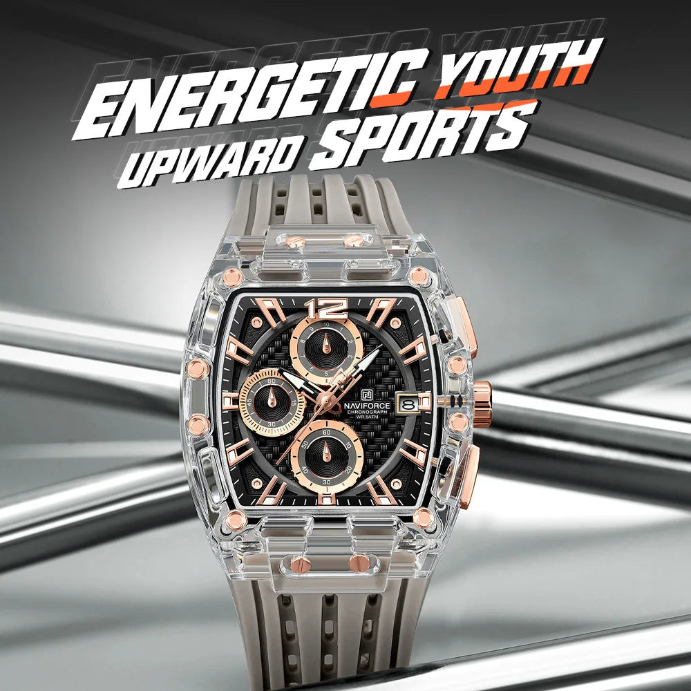 NAVIFORCE Silicone Chronograph Watch – Waterproof Sport Accessory for Men