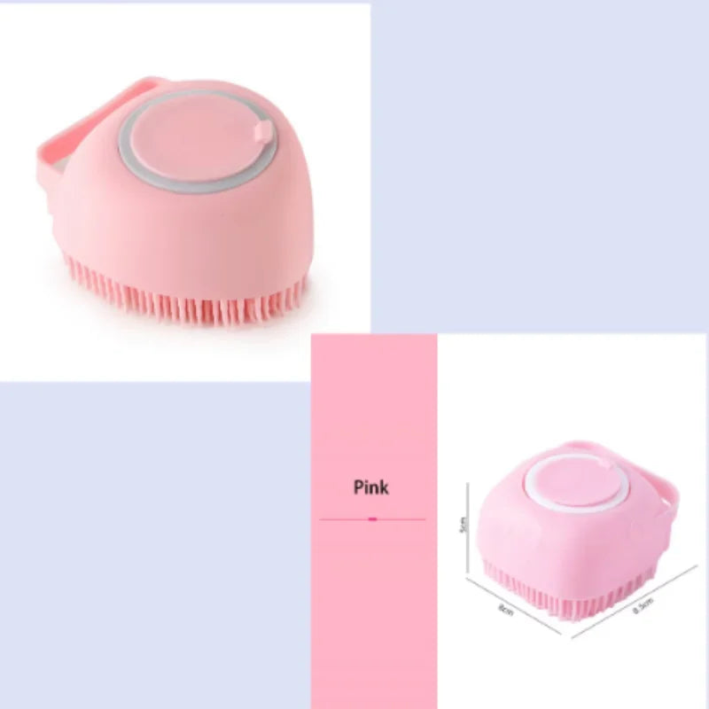 Silicone Pet Grooming Gloves – Shampoo Dispensing Brush for Dog Bathing