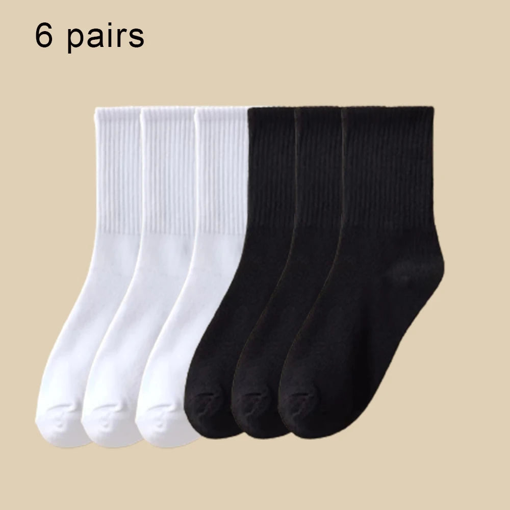 Mid Length Cotton Socks – Solid Color Business Casual for Daily Wear