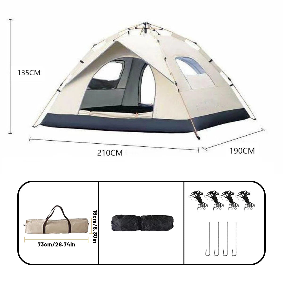 4-Person Automatic Pop-Up Tent – Rainproof Shelter for Outdoor Beach Fishing