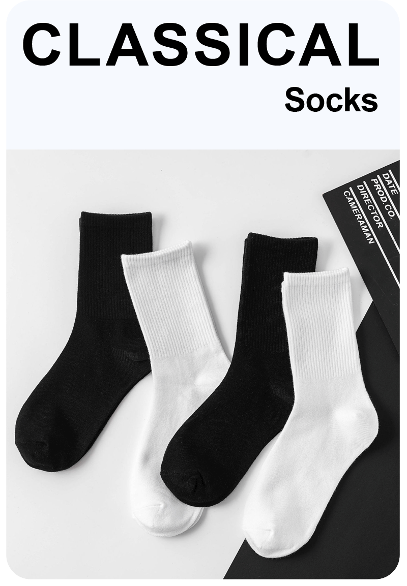 Cotton Crew Socks – Breathable Solid Color for Men Casual Streetwear
