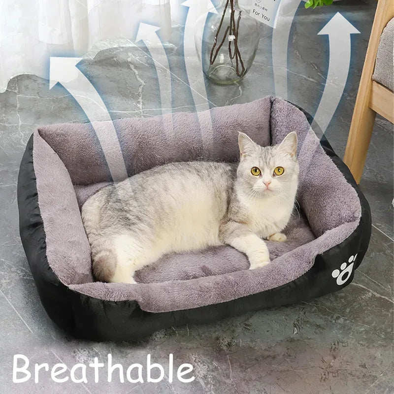 Soft Square Pet Bed – Waterproof Warm Winter Mat for Small to Large Dogs
