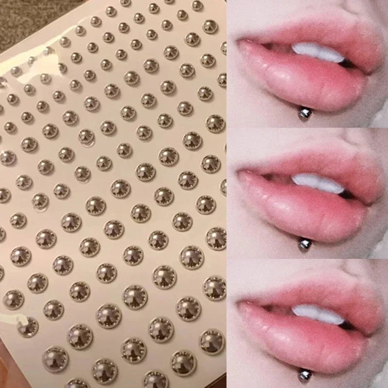 Fake Body Piercing Set – Adhesive Studs for Nose Lips and Eyebrows