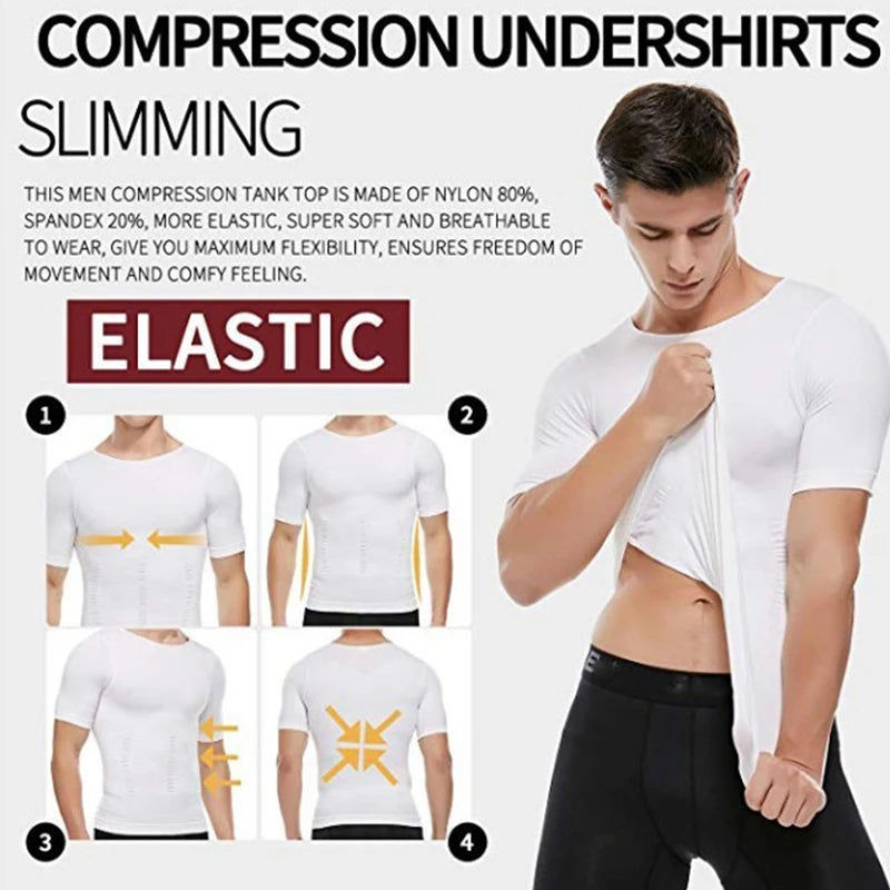 Mens Compression Undershirt – Seamless Slimming Body Shaper for Gynecomastia