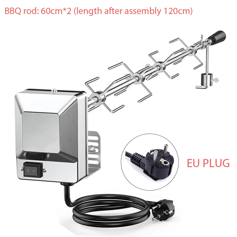 Universal Stainless Steel Rotisserie Kit – Electric BBQ Grill for Outdoor