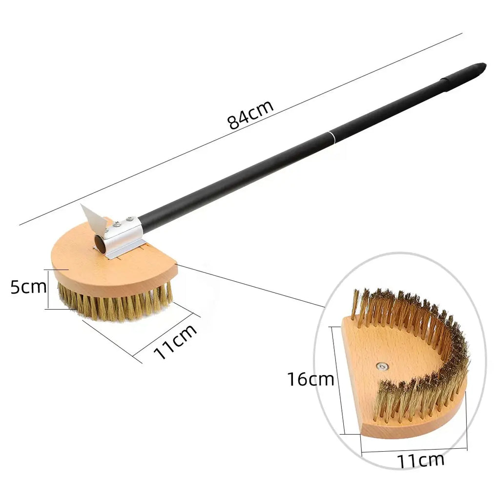 Brass Bristle Pizza Oven Brush – Long Wooden Handle for Kitchen Grill Cleaning