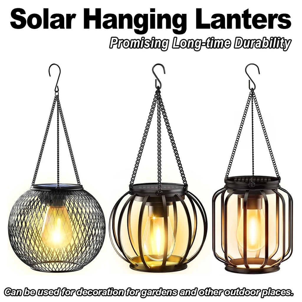 Solar LED Lantern – Waterproof Warm White Light for Outdoor Garden Decor
