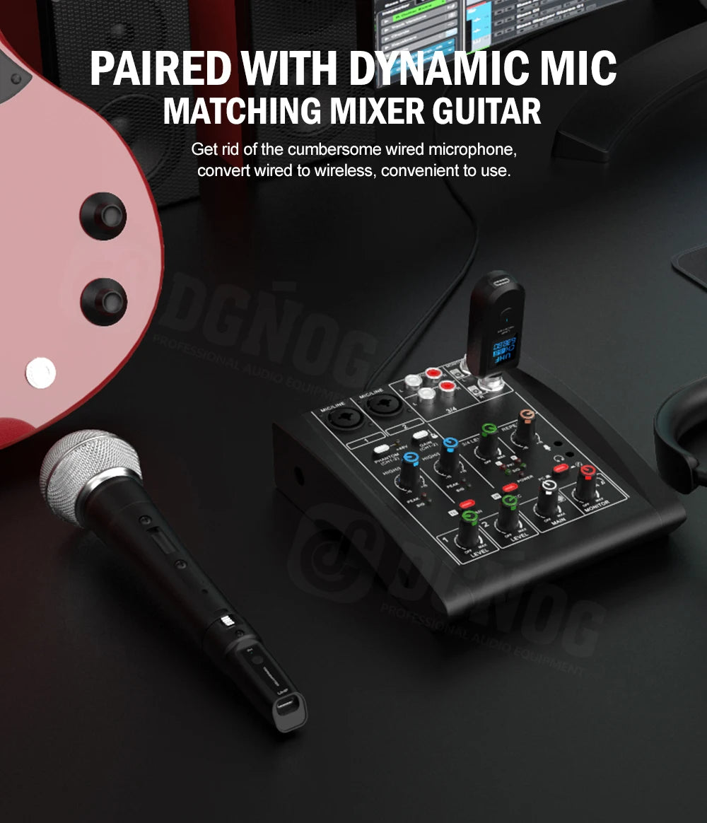 Wireless XLR Microphone System – Rechargeable Transmitter for PA Audio Mixer