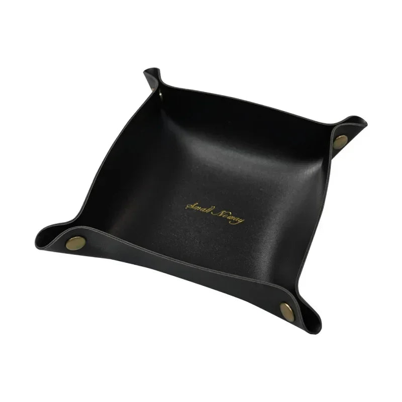 Folding Leather Storage Tray – Nordic Desktop Organizer for Jewelry and Keys