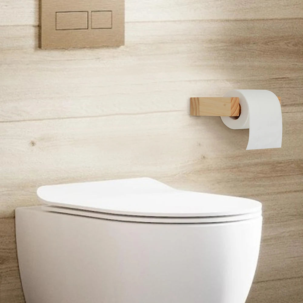 Adhesive Hemp Paper Towel Holder – Wall Mounted Rack for Bathroom Storage
