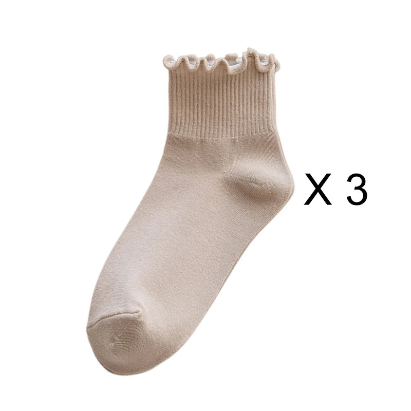 Ruffled Ankle Socks – Breathable Japanese Style Kawaii Hosiery for Women