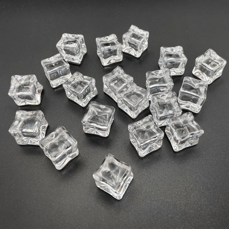 Reusable Acrylic Fake Ice Cubes – Transparent Photo Props for Product Display