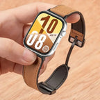 Leather Silicone Hybrid Strap – Breathable Magnetic Band for Huawei Watch Fit