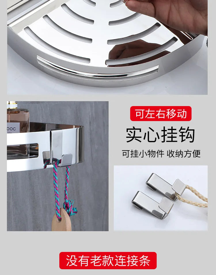 Stainless Steel Corner Shower Shelf – Wall Mounted Organizer for Bathroom Storage