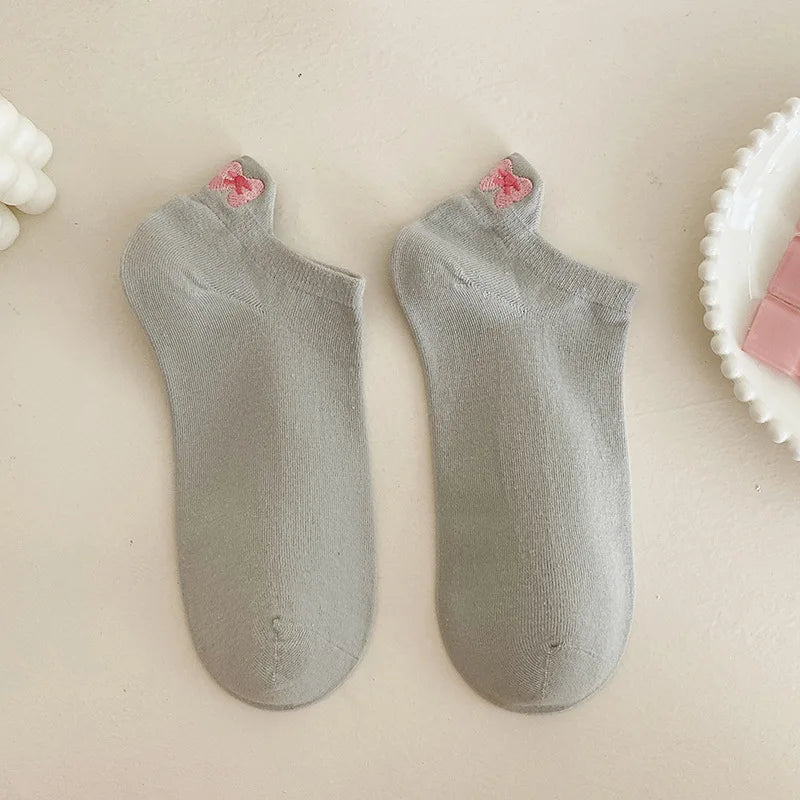 Embroidered Cotton Animal Socks – Breathable Casual Footwear for Women