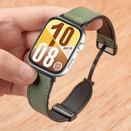 Leather Silicone Hybrid Strap – Breathable Magnetic Band for Huawei Watch Fit
