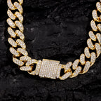 Iced Out Cuban Link Chain – AAA Rhinestone Men's Necklace for Hip Hop Jewelry