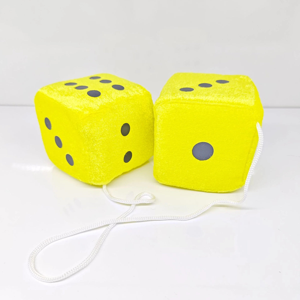 Fuzzy Dice Hanging Ornament – Plush Soft Dots for Car Rear View Mirror Decor