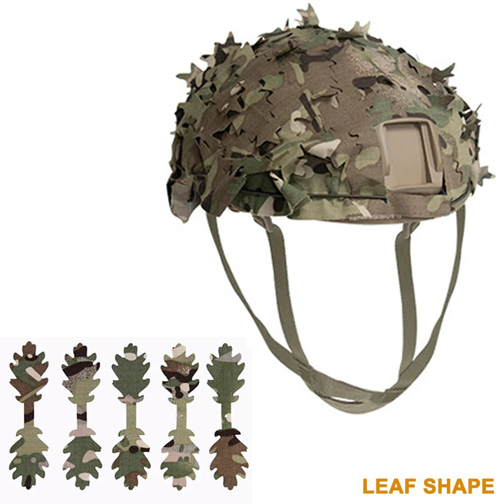 3D Camo Mesh Helmet Cover – Laser Cut Leaf Accessory for Airsoft and Hunting