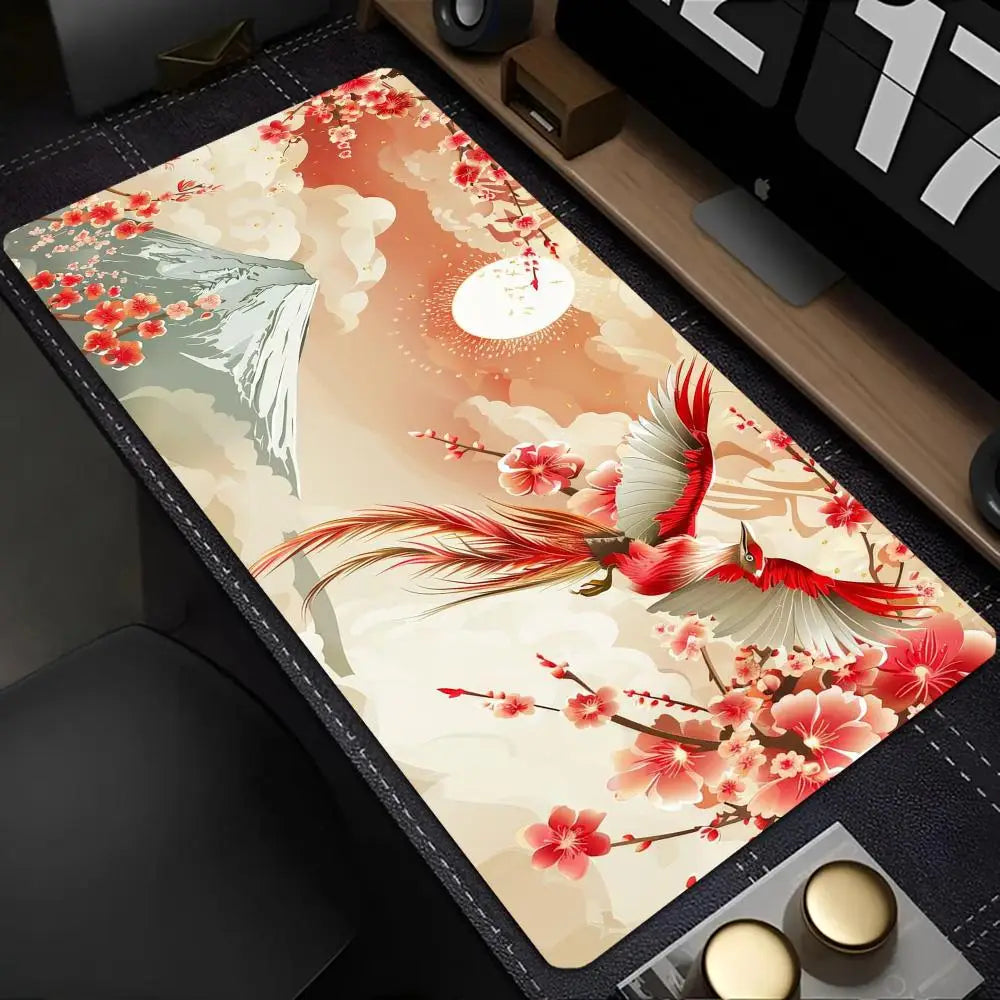 Wave and Sushi Desk Mat – Non-Slip Rubber Mouse Pad for Office and Gaming