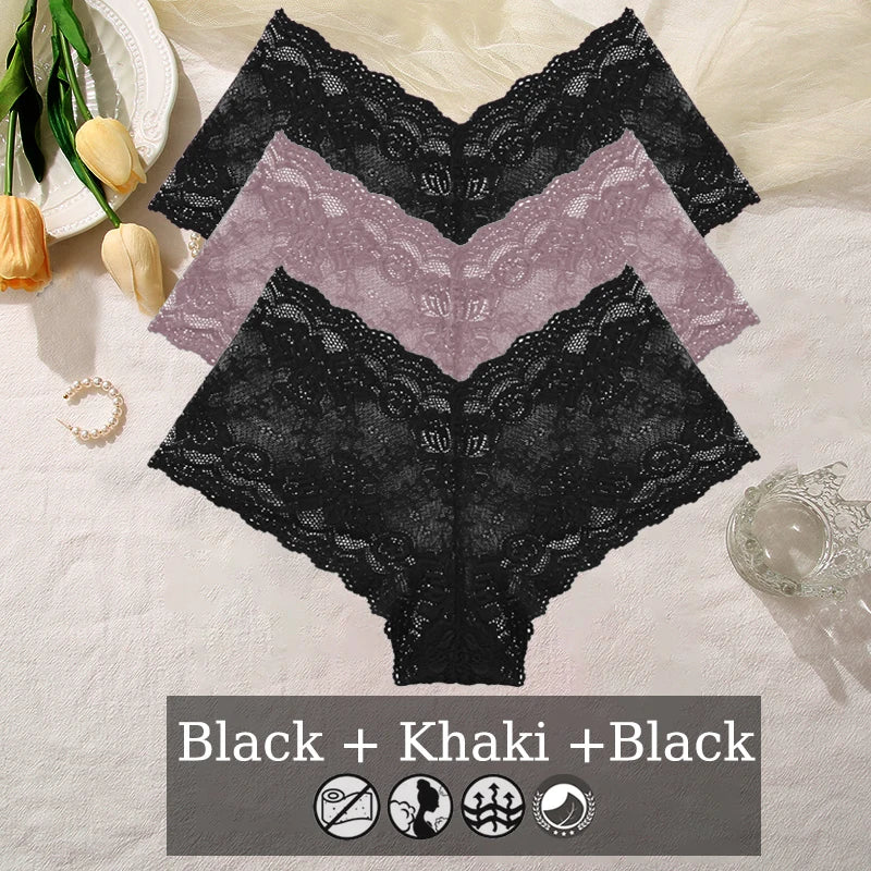 Floral Lace Panties – Sexy V-Waist Breathable Underwear for Women
