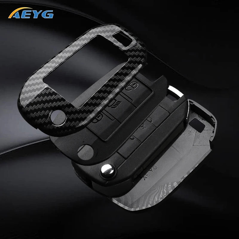 Carbon Fiber Car Key Case – Protective Keychain Cover for Peugeot and Citroen