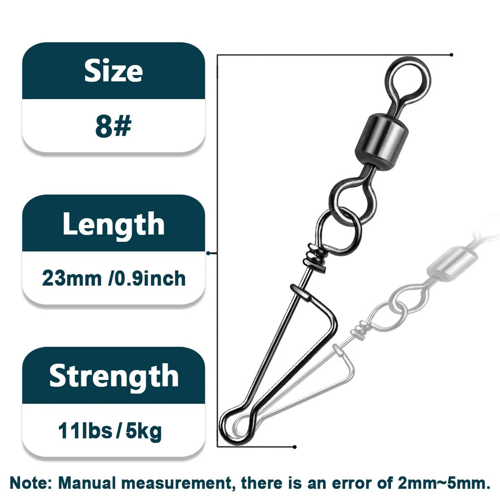 Fishing Rolling Swivels – Quick Change Italian Coastlock Snap for Lure Angling