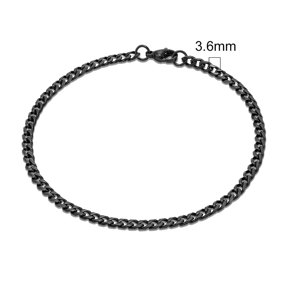 Stainless Steel Cuban Link Bracelet – 3-11mm Biker Jewelry for Men and Women
