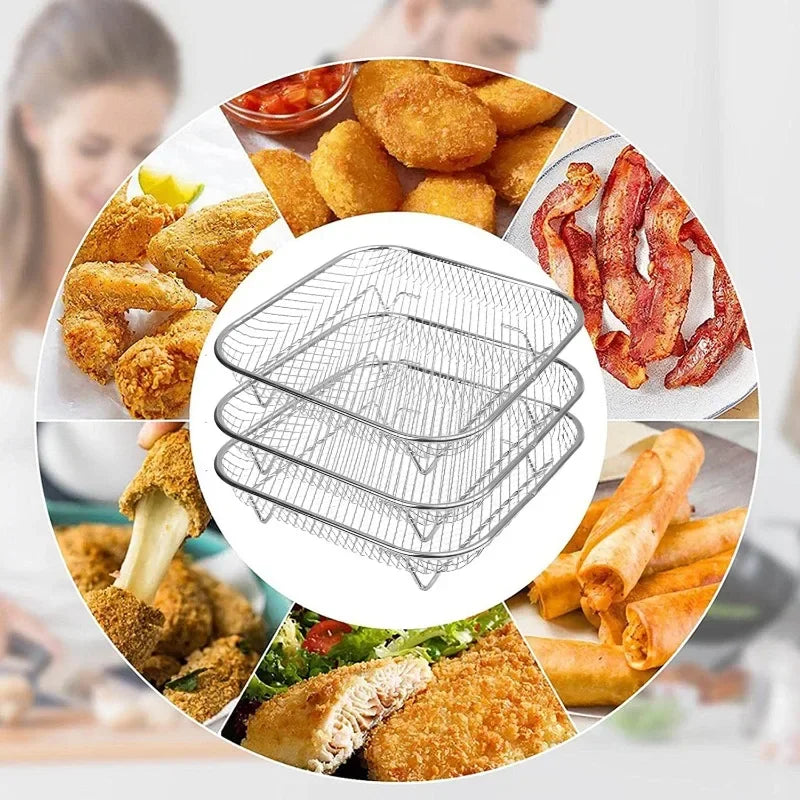 Stackable Air Fryer Rack – Stainless Steel Tray for Oven Cooking