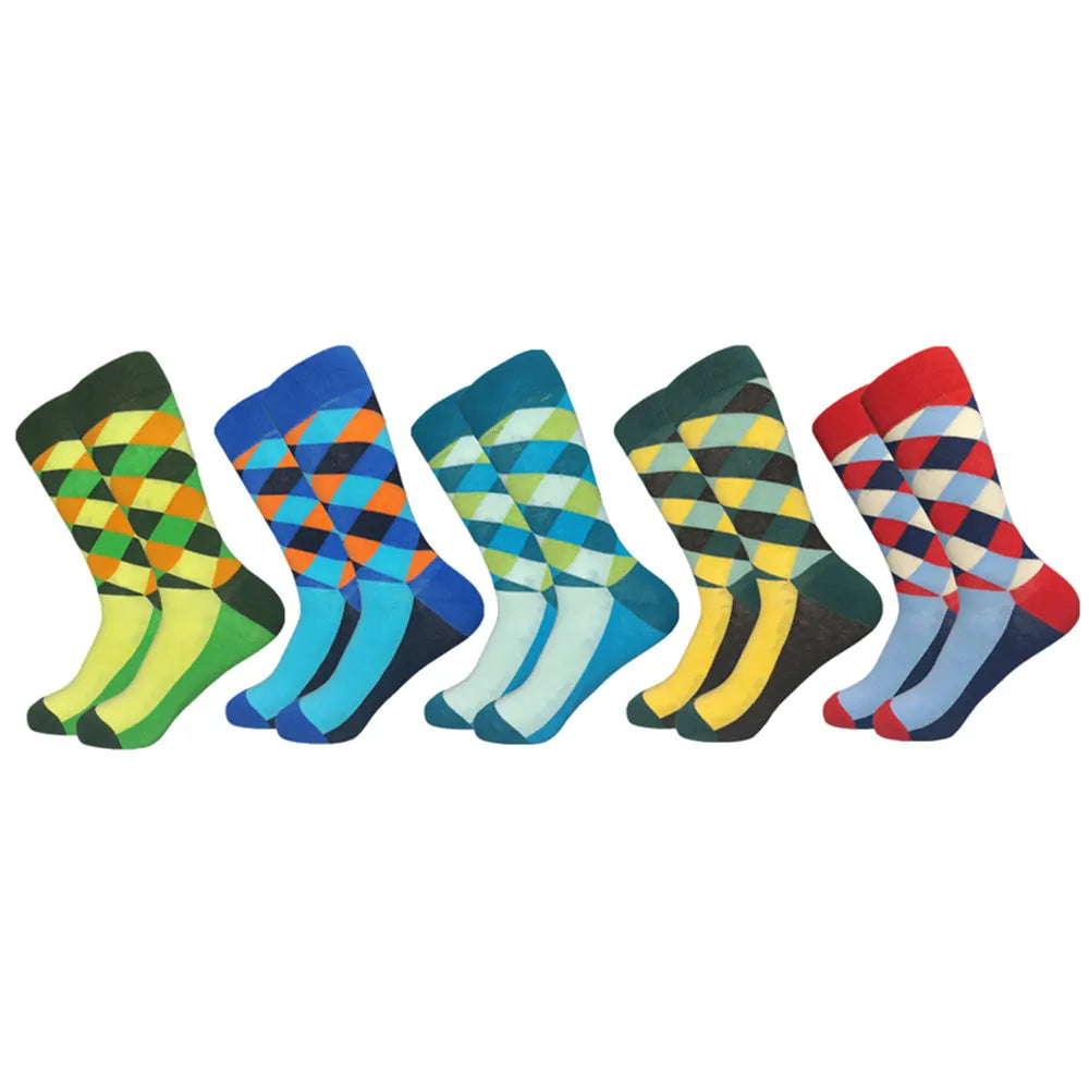 Colorful Cotton Crew Socks – Patterned Funny Dress Fashion for Men