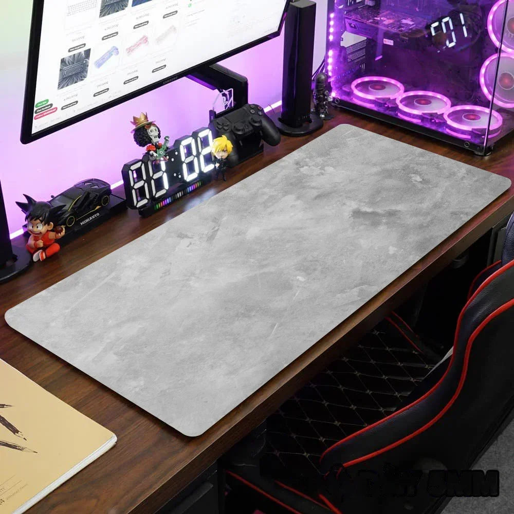 Large Grey Desk Mat – 900x400mm Stitched Edge Mouse Pad for Gaming and Office