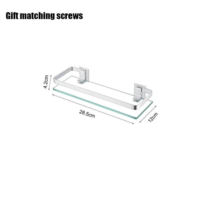 Tempered Glass Wall Shelf – Bathroom Storage Organizer for Shower Accessories