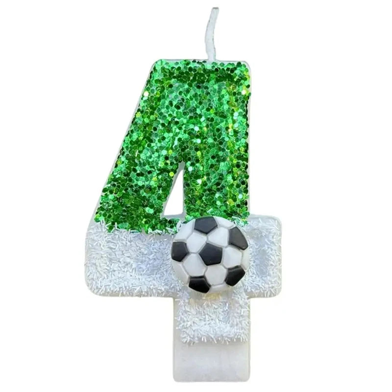 Soccer Number Birthday Candles – Green Glitter Cake Toppers for Kids Parties