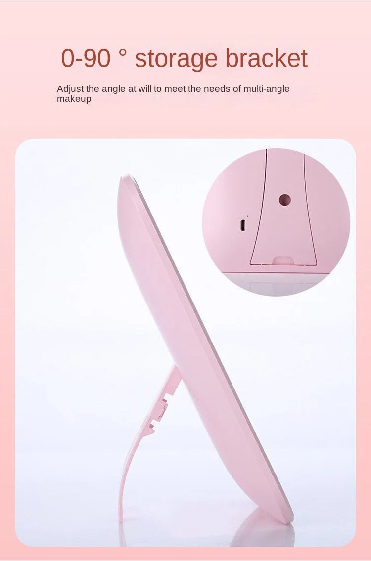 LED Touch Screen Makeup Mirror – Foldable Cosmetic Light for Daily Vanity