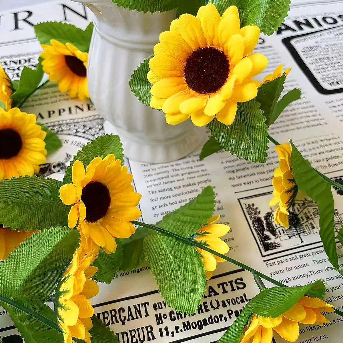 Artificial Sunflower Vine – Silk Garland for Wedding Home Garden Decor