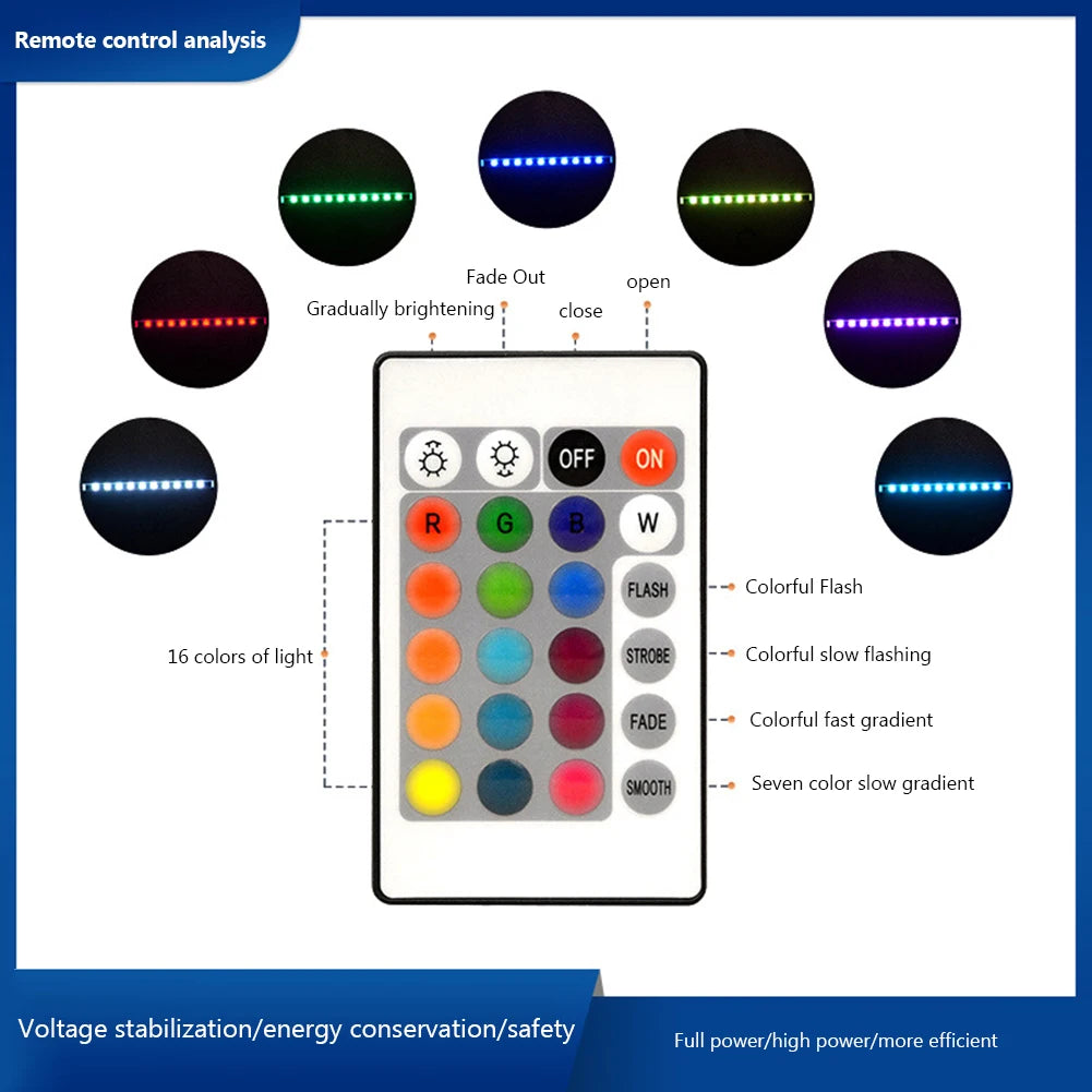 RGB LED Night Light Base – 16 Color Display Stand for Acrylic Art