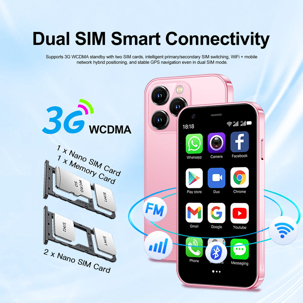 Mini Smartphone – 3.0 Inch Display with Facial Recognition for Android