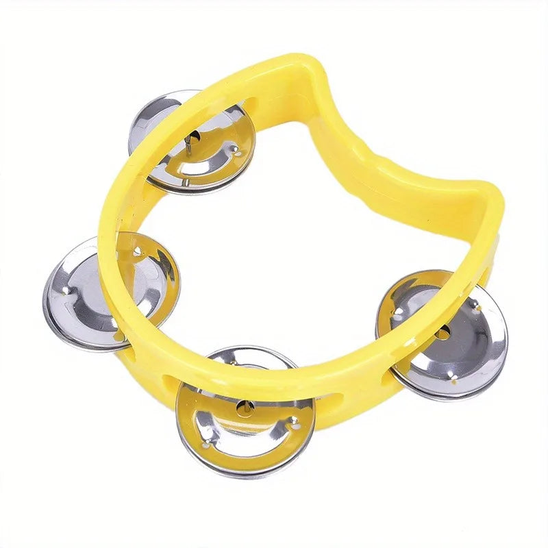 Handheld Plastic Tambourine – 4-Bell Musical Instrument for Rhythm Percussion