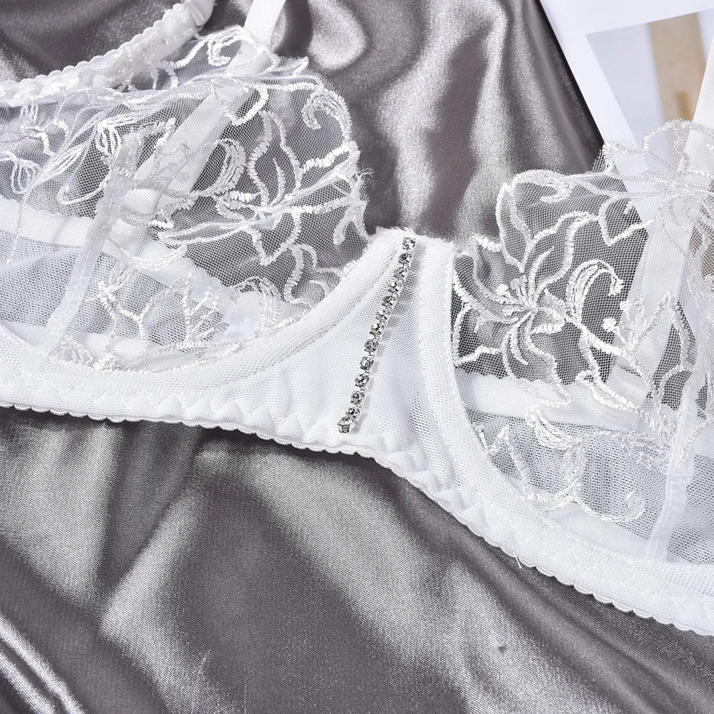 Lace Bra and Panty Set – Transparent Ruffle Lingerie for Sexy Boudoir Outfit
