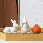 Ceramic Rabbit Figurine – White Porcelain Bunny Decor for Home Office