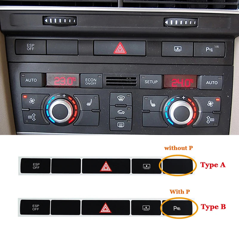 Climate Control Button Decals – Interior Repair Stickers for Audi A6 C6