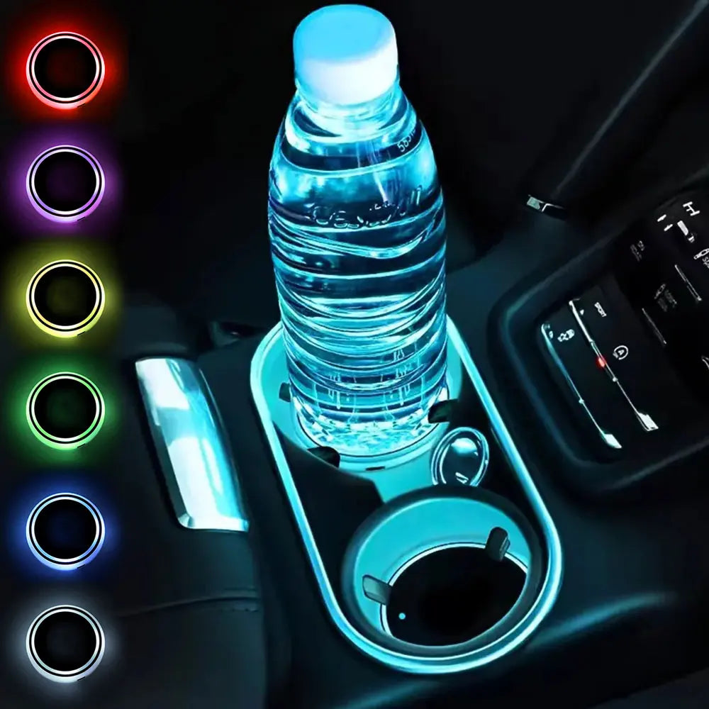 LED Car Cup Holder Coasters – Light Sensor Atmosphere Mats for Auto Interior