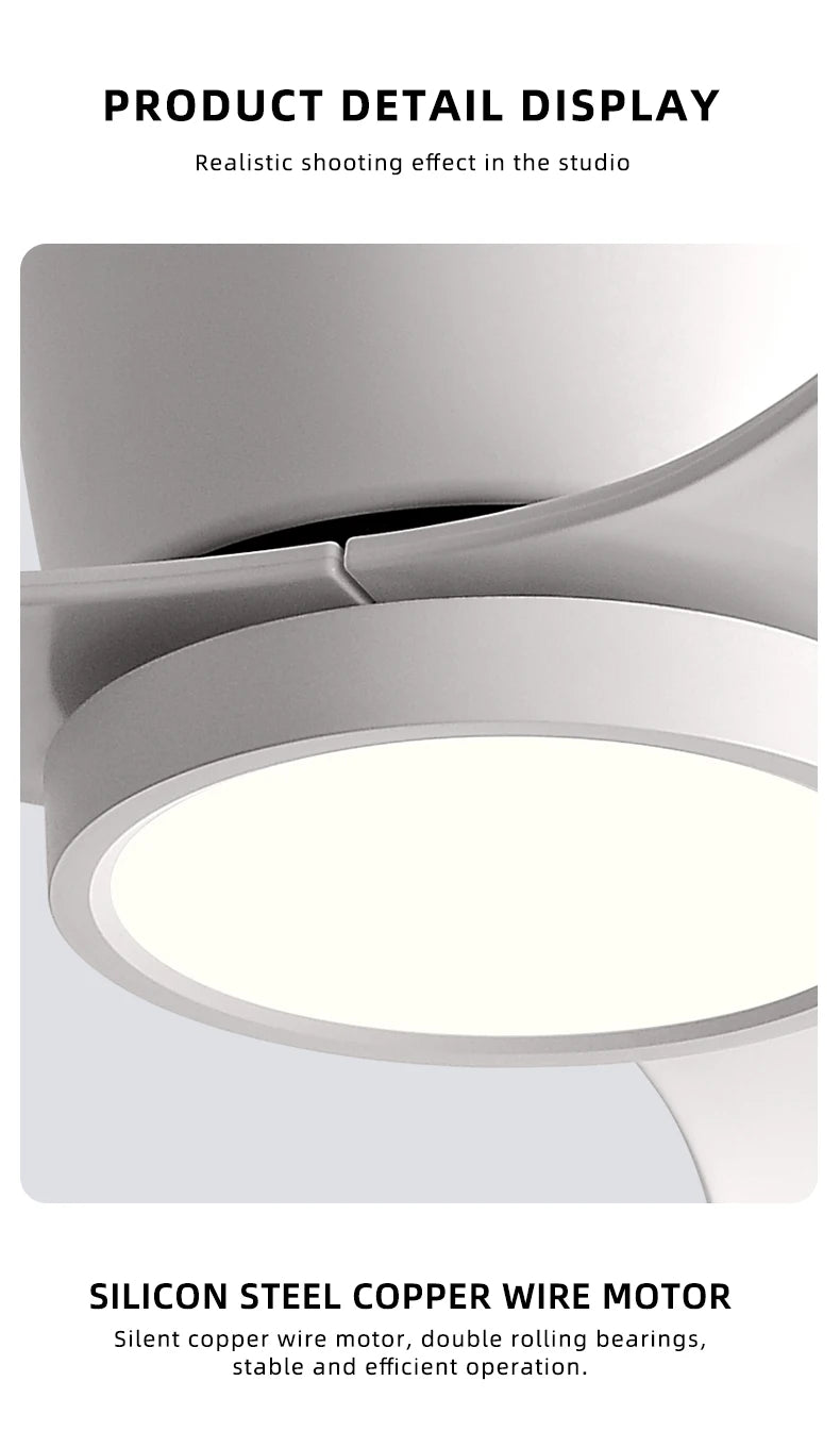 Inverter Ceiling Fan with Light – Silent Cooling for Bedroom and Office
