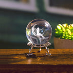 3D Laser Engraved Crystal Moon Fairy Ball – Decorative Figurine for Home