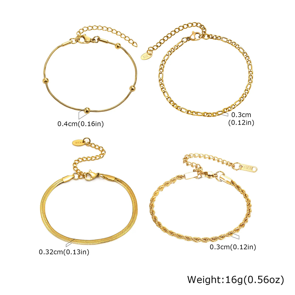 Gold Herringbone Chain Bracelet – Waterproof Stainless Steel for Women