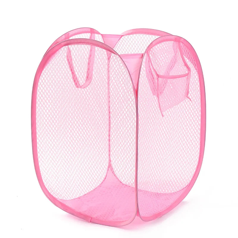 Mesh Foldable Laundry Basket – Minimalist Monochrome Hamper for Bathroom
