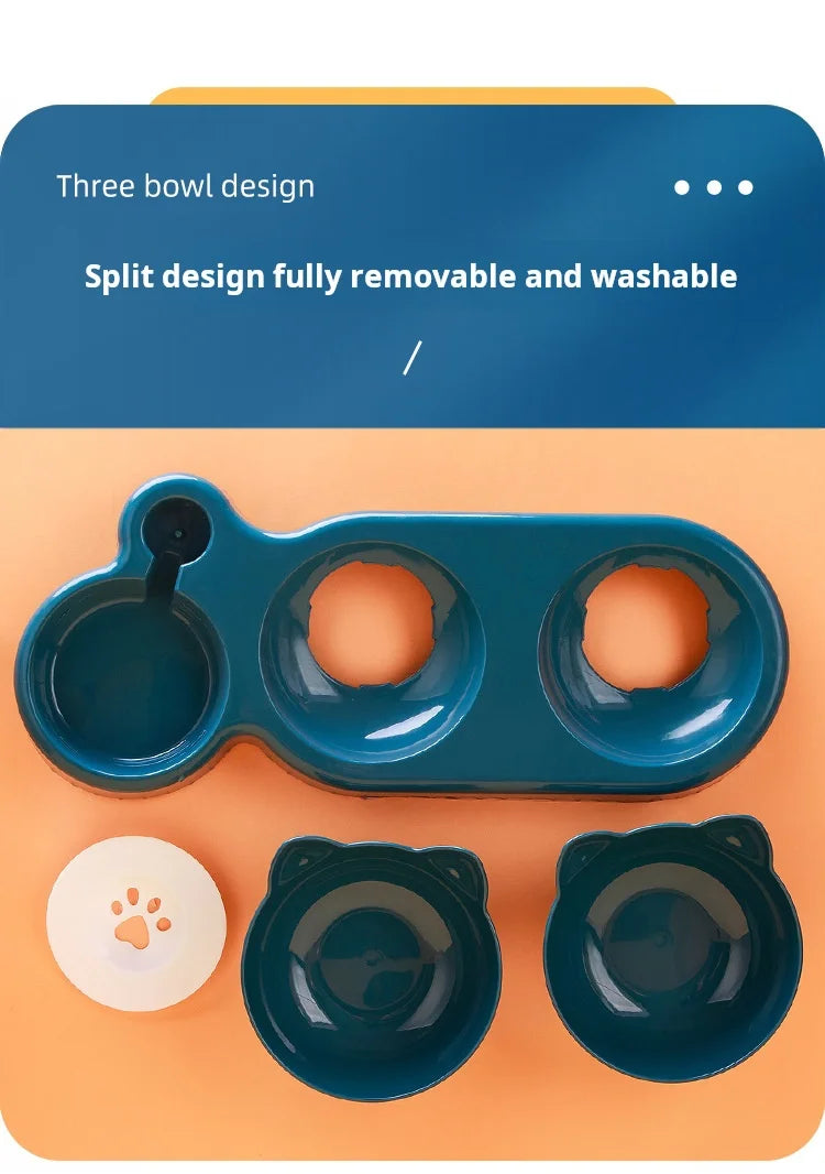 Tilted Cat Bowl Set – Gravity Water Feeder for Neck Protection